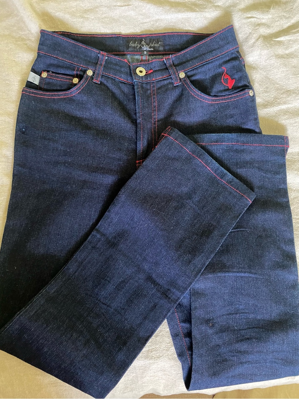 Vintage Baby Phat Dark Blue Denim Jeans Red contrast Stitching